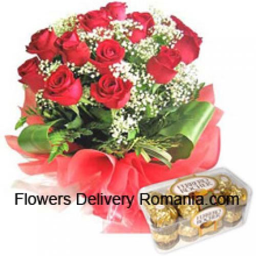 11 Rose Rosse con 16 deliziose scatole di Ferrero Rocher