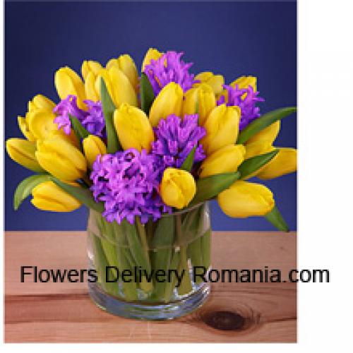 Beautifully Arranged Yellow Tulips in Vase