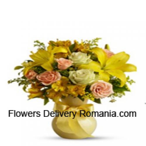 Cute Roses and Gerberas with Lilies