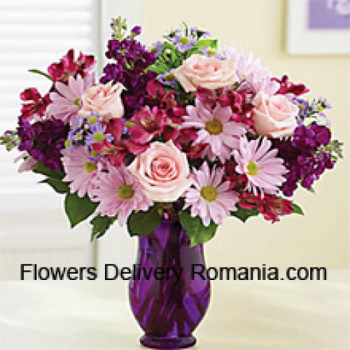 Pink Gerberas and Roses with Assorted Flowers