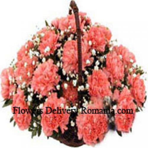 25 Pink Carnation Basket