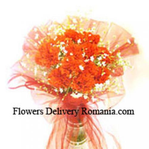 11 Orange Carnations in Vase