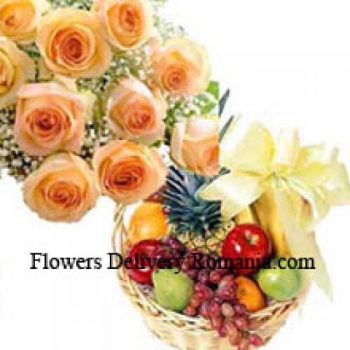 11 Orange Roses with 3 Kg Fruits