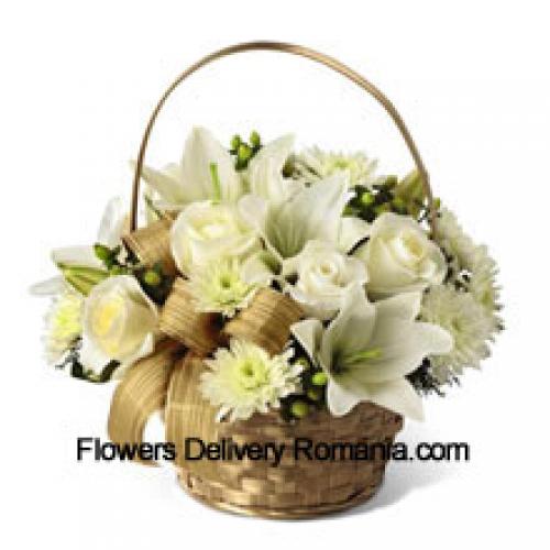 Basket of Assorted White Flowers