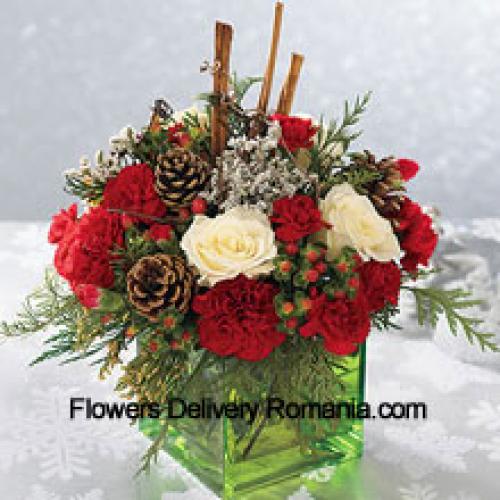 Assorted Flowers in Cube Vase