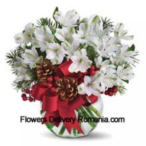 Cute White Alstroemeria in Vase