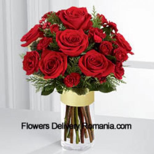 Beautiful Roses and Greenery in Vase